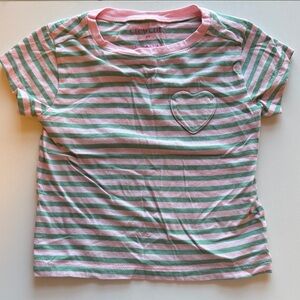 Crewcuts Kids Green and Pink Striped Tee
